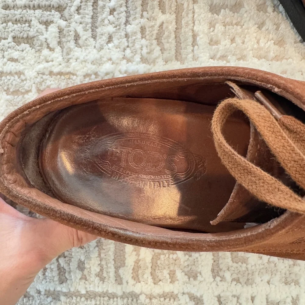 Tod's Men’s Derby Loafers‎ Suede Leather Lace up Size 7.5